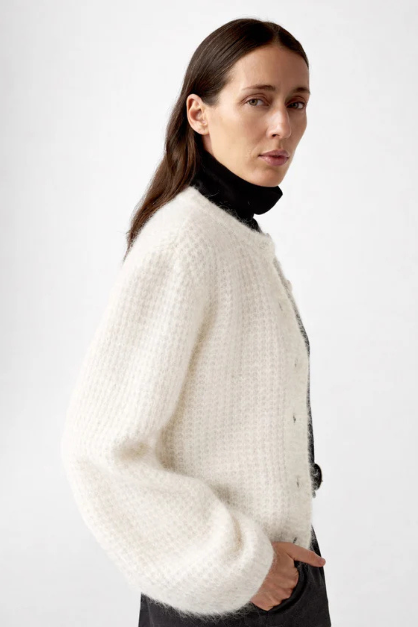SOFIA MOHAIR CARDIGAN KNITWEAR - EGGSHELL