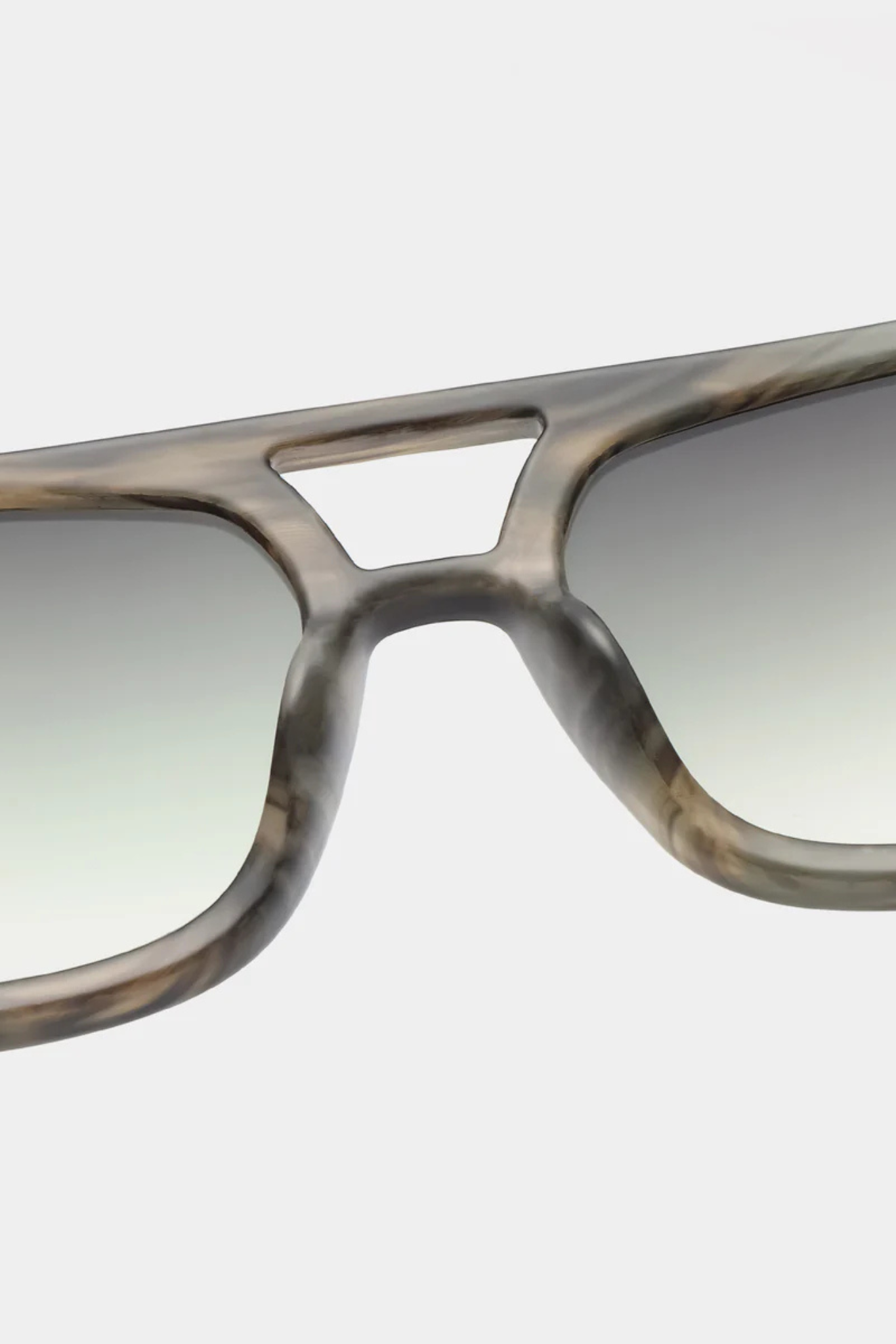 A. Kjaerbede kaya sunglasses in striped horn. Close front view