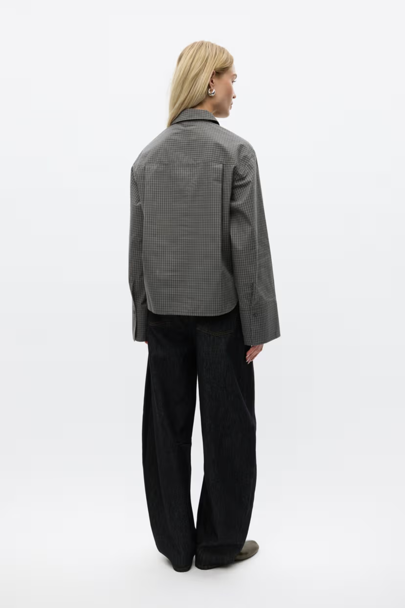 WEB LS SHORT SHIRT CH - GRAY GARDENIA CHECK