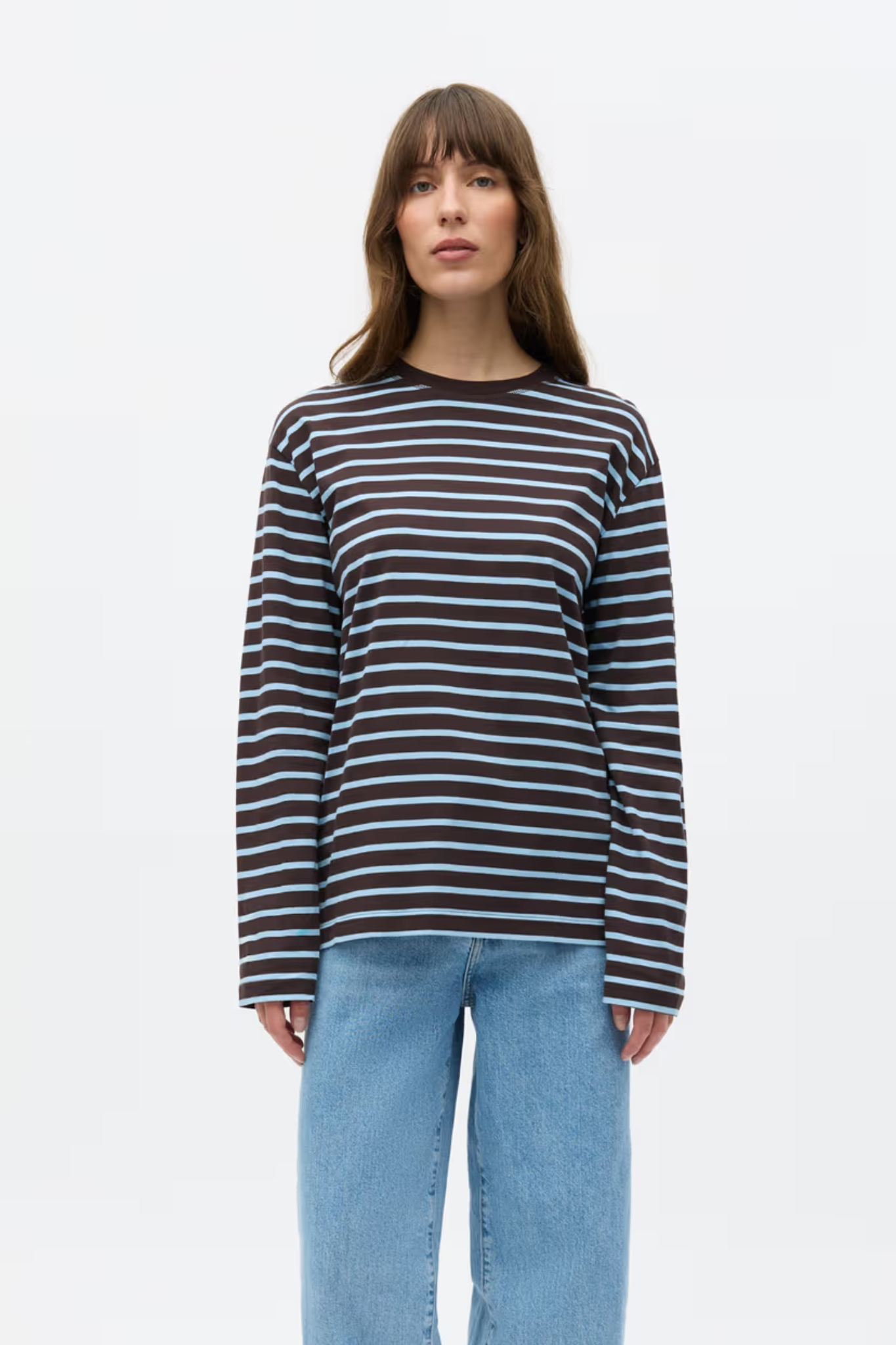 KULLA LS STRIPE T-SHIRT - CHOCOLATE BLUE STRIPE