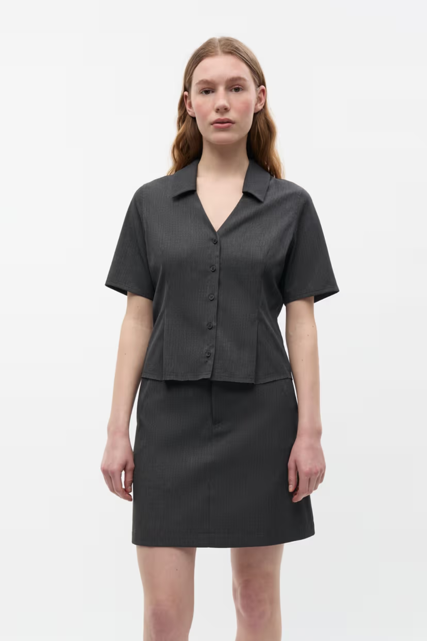 ALESSIA SS SHIRT - DARK GREY MEL