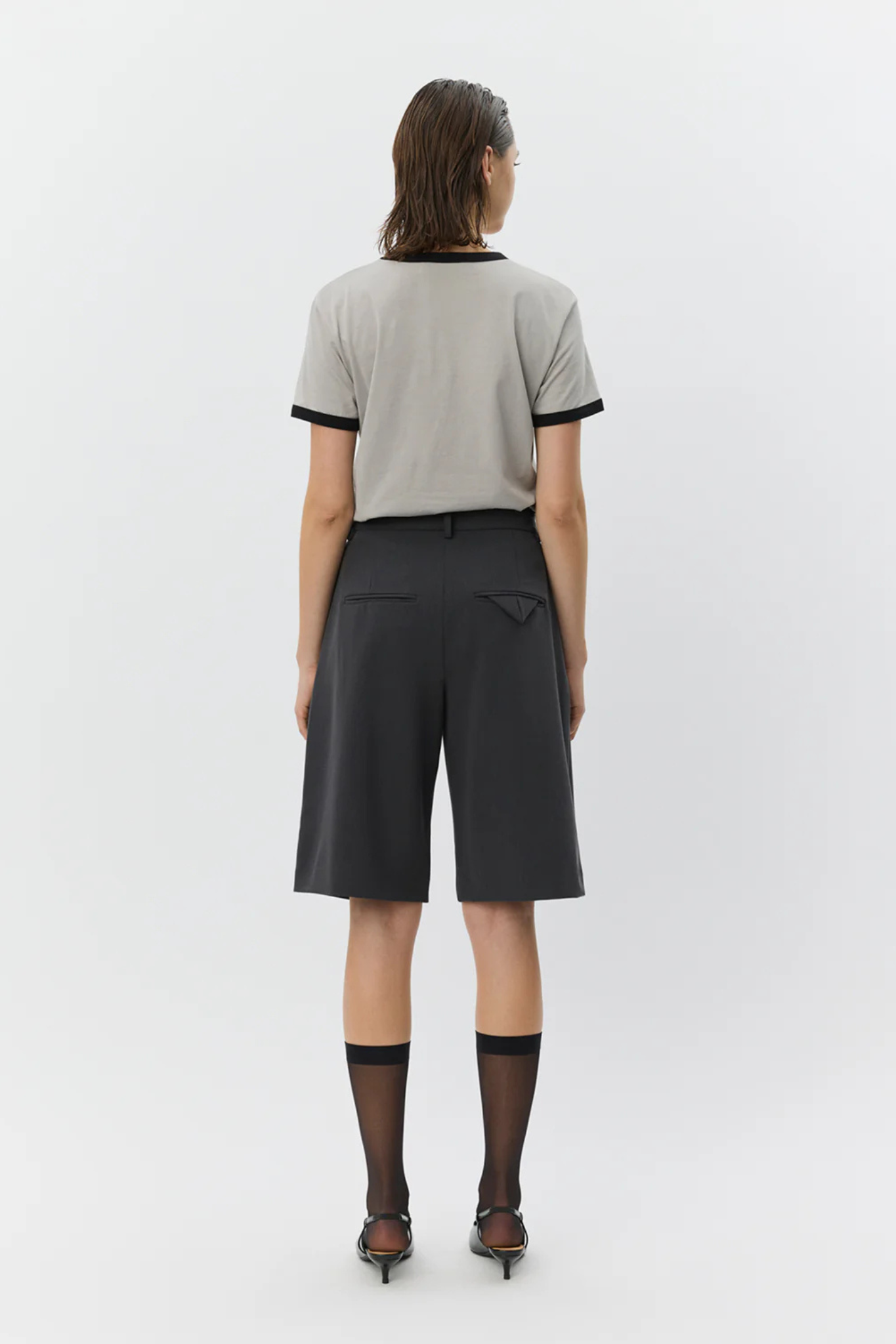 ELSA BERMUDA SUITING SHORTS - DARK GREY
