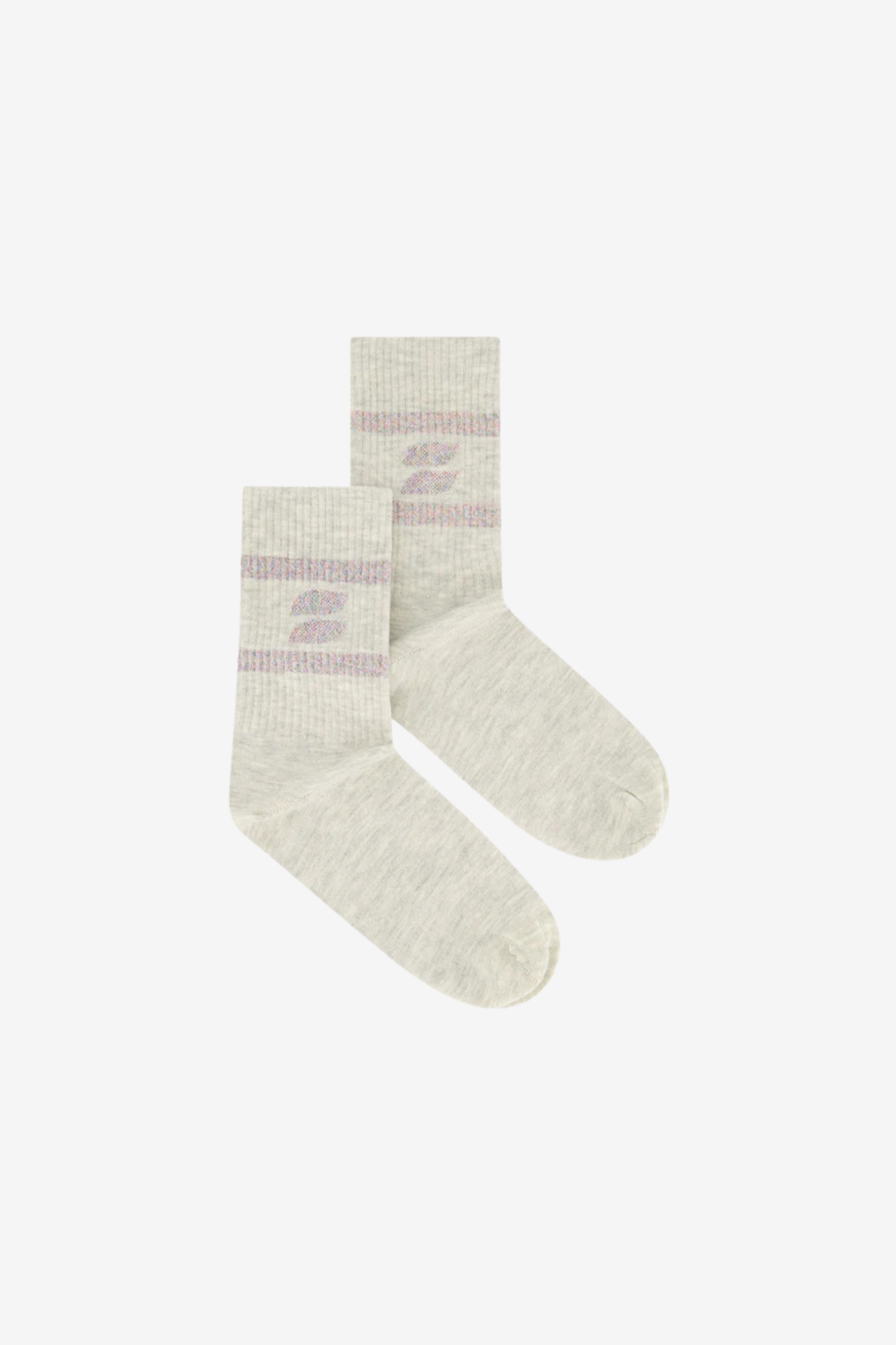 By-Bar grey logo socks with logo in grey.