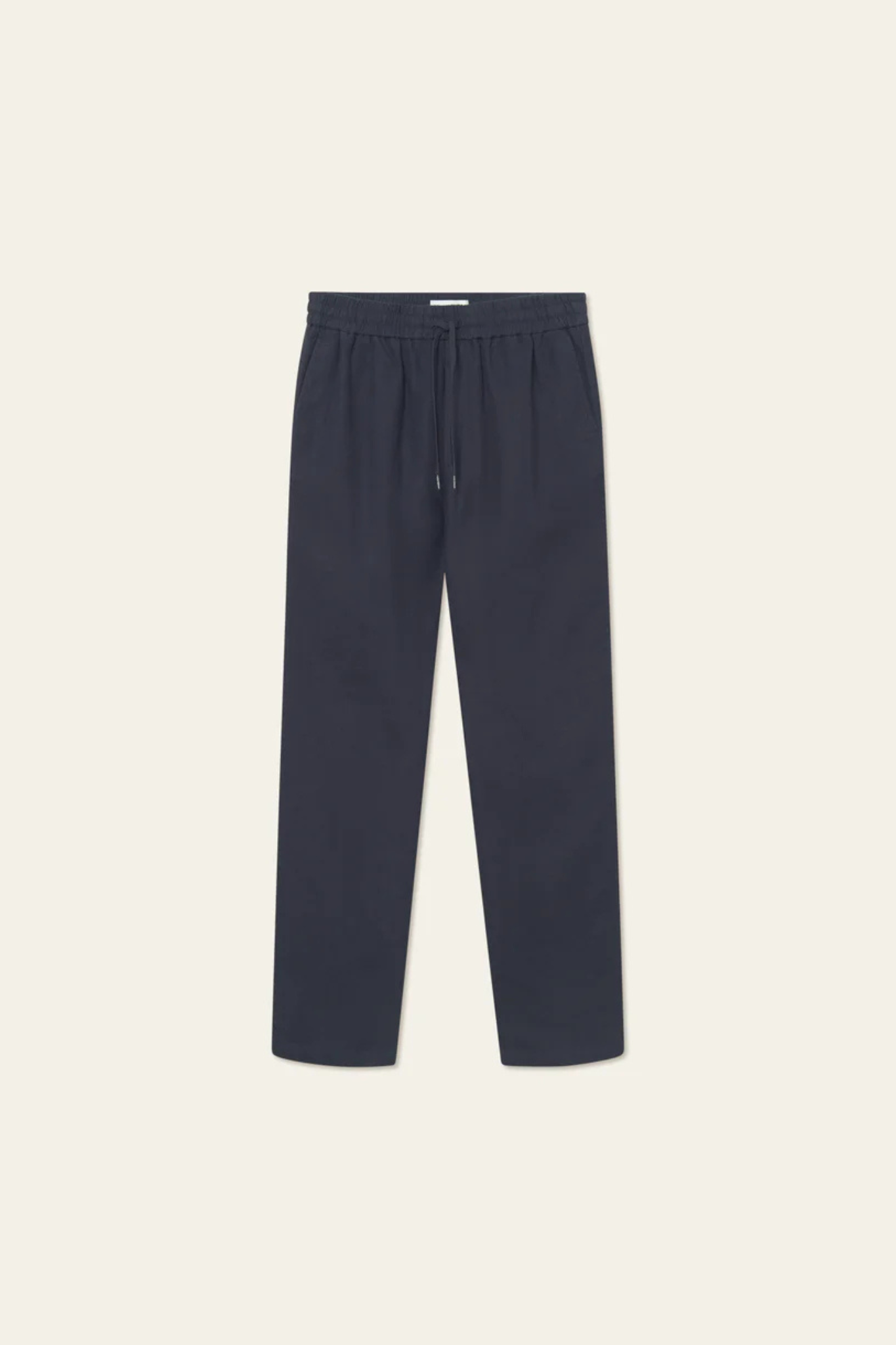 Les Deux patrick linen pants in dark navy. Front flatlay view