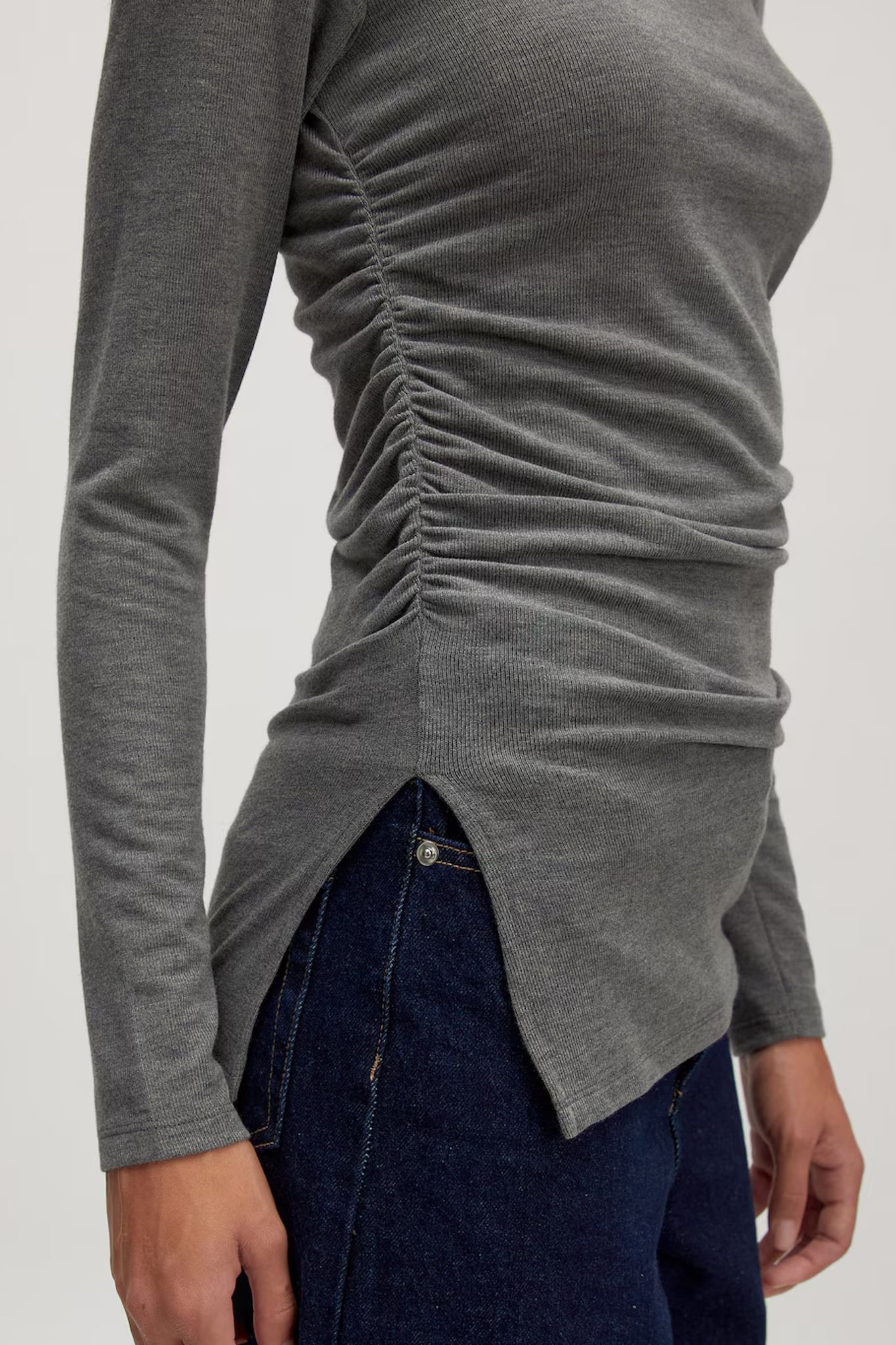 IMELDA LONGSLEEVE TOP - DARK GREY MELANGE