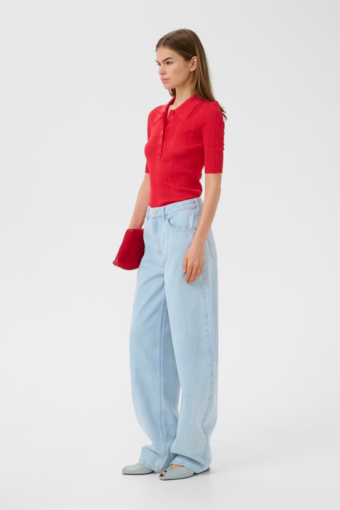 CLENE POLO TOP - RED