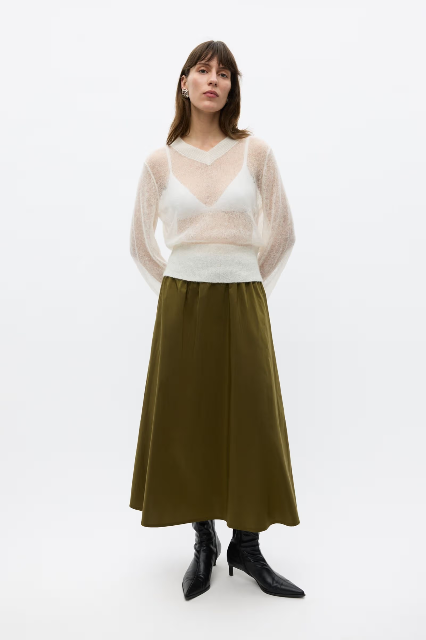 DOVA LS V-N KNIT - SILVER BIRCH