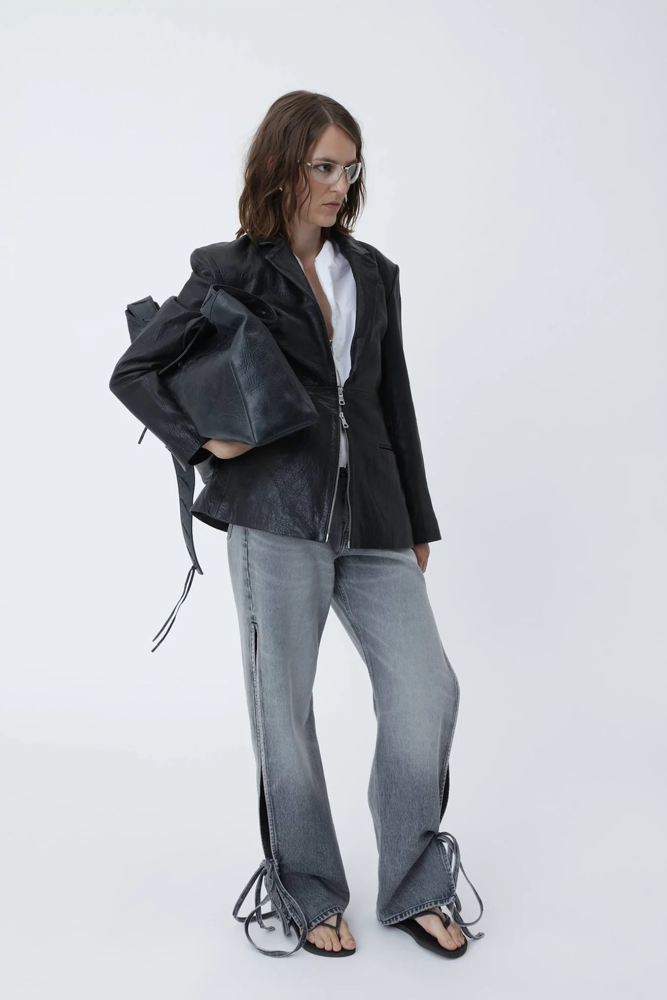 BAGGY STRING JEANS - SIM GREY