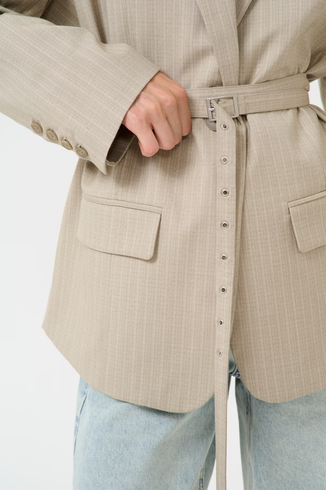 TIFF OZ BLAZER - PINSTRIPE DUST GREE