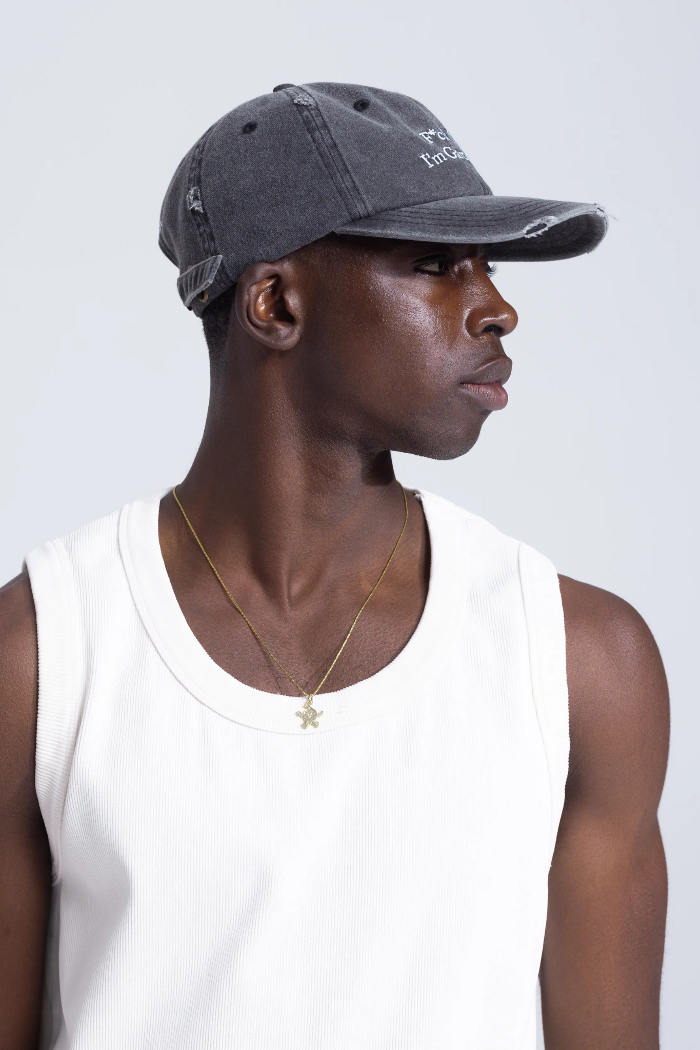 "F*CK OFF" CAP DISTRESSED - WASHED CHARCOAL