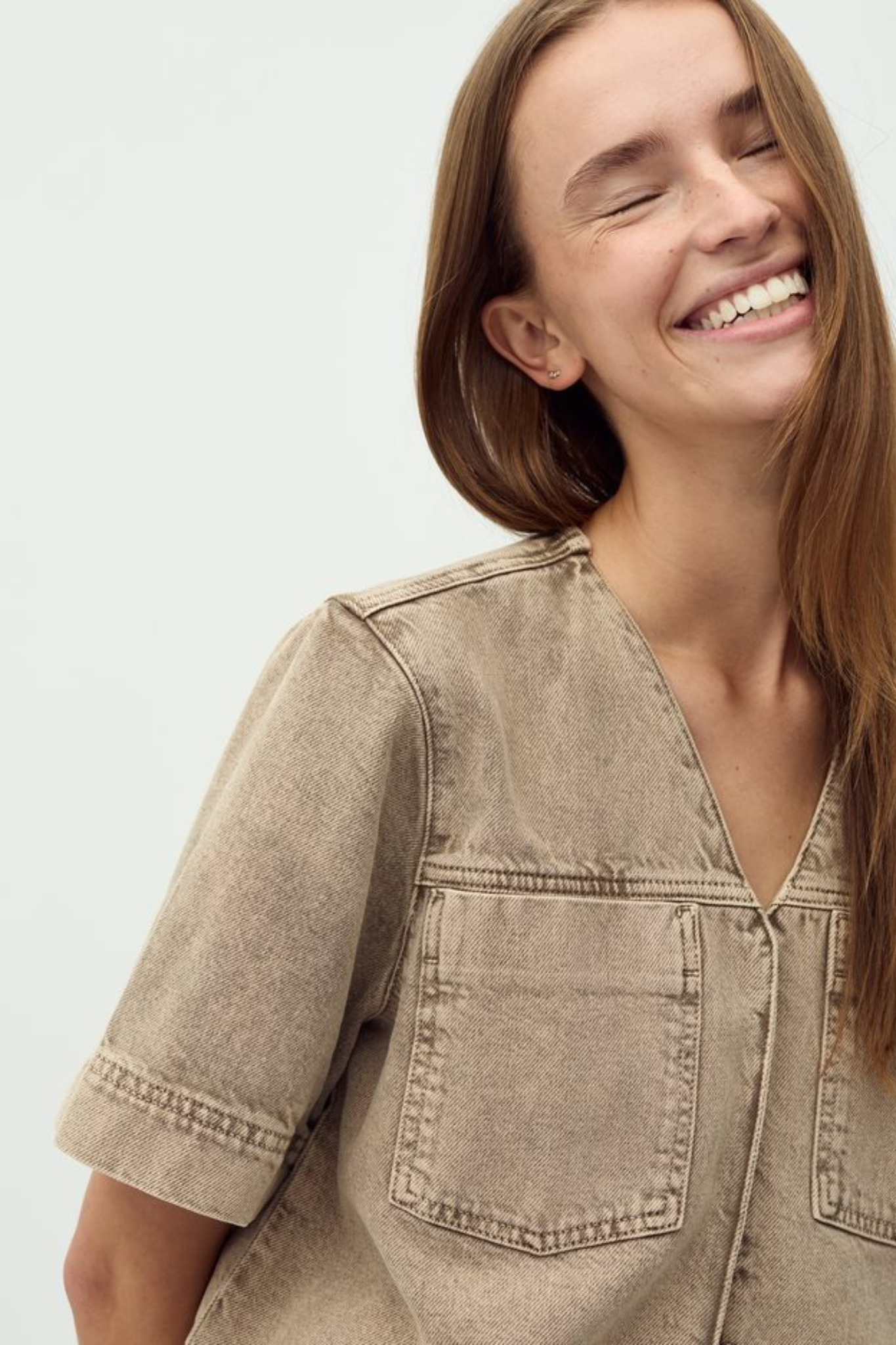 REELA MAYAFABS SHIRT - BEIGE WASHED DENIM