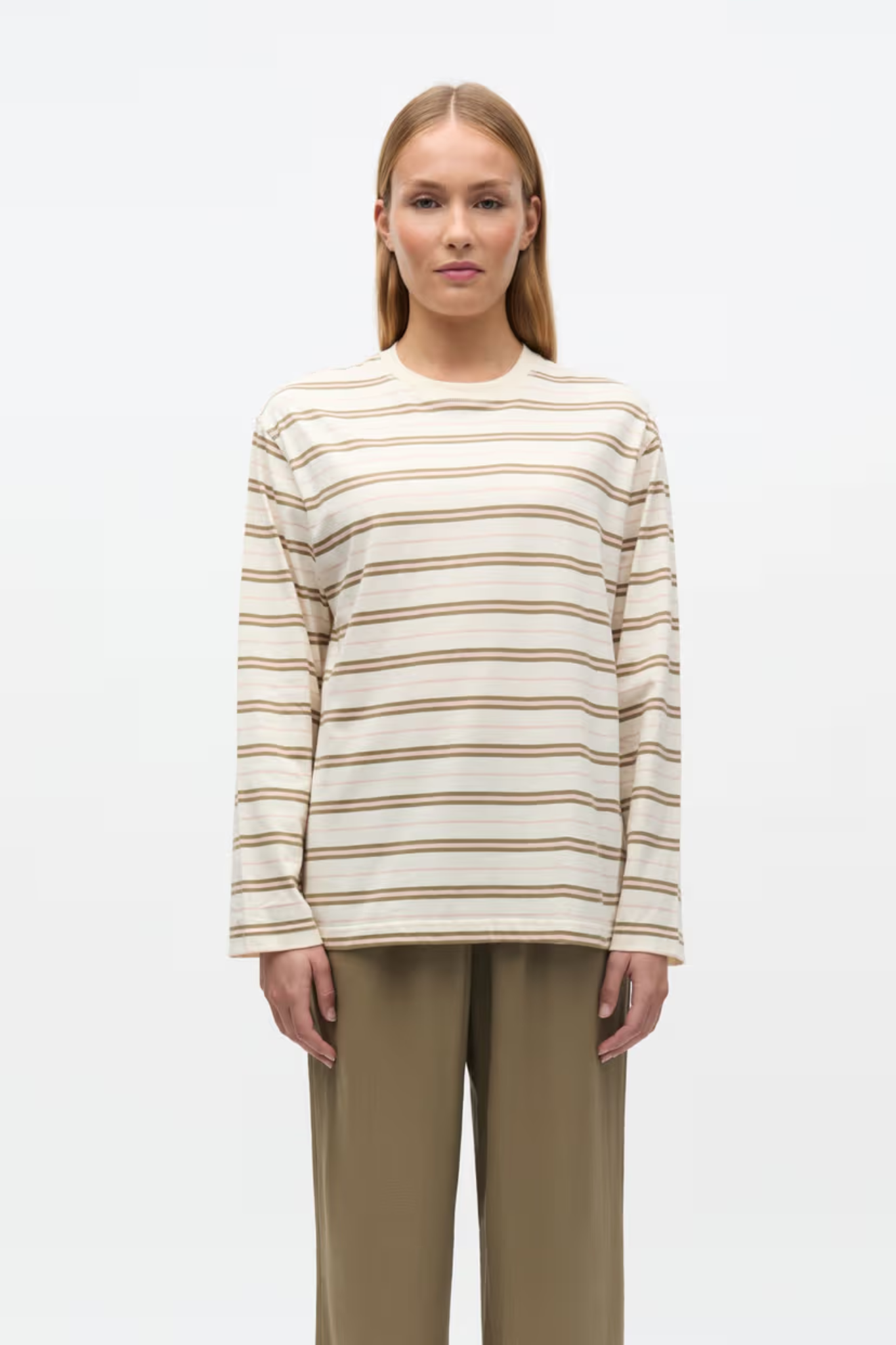 KULLA LS T-SHIRT - ROSE CREAM STRIPE