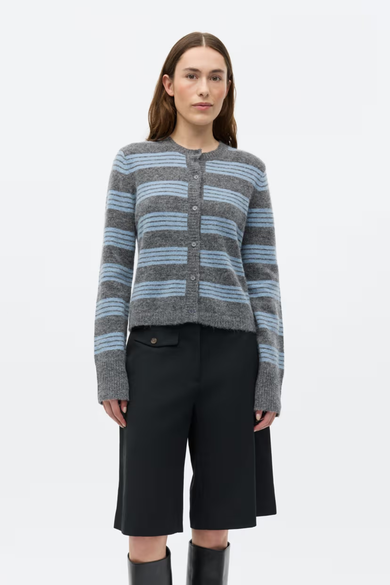 ADA LS CARDIGAN - FADED DENIM