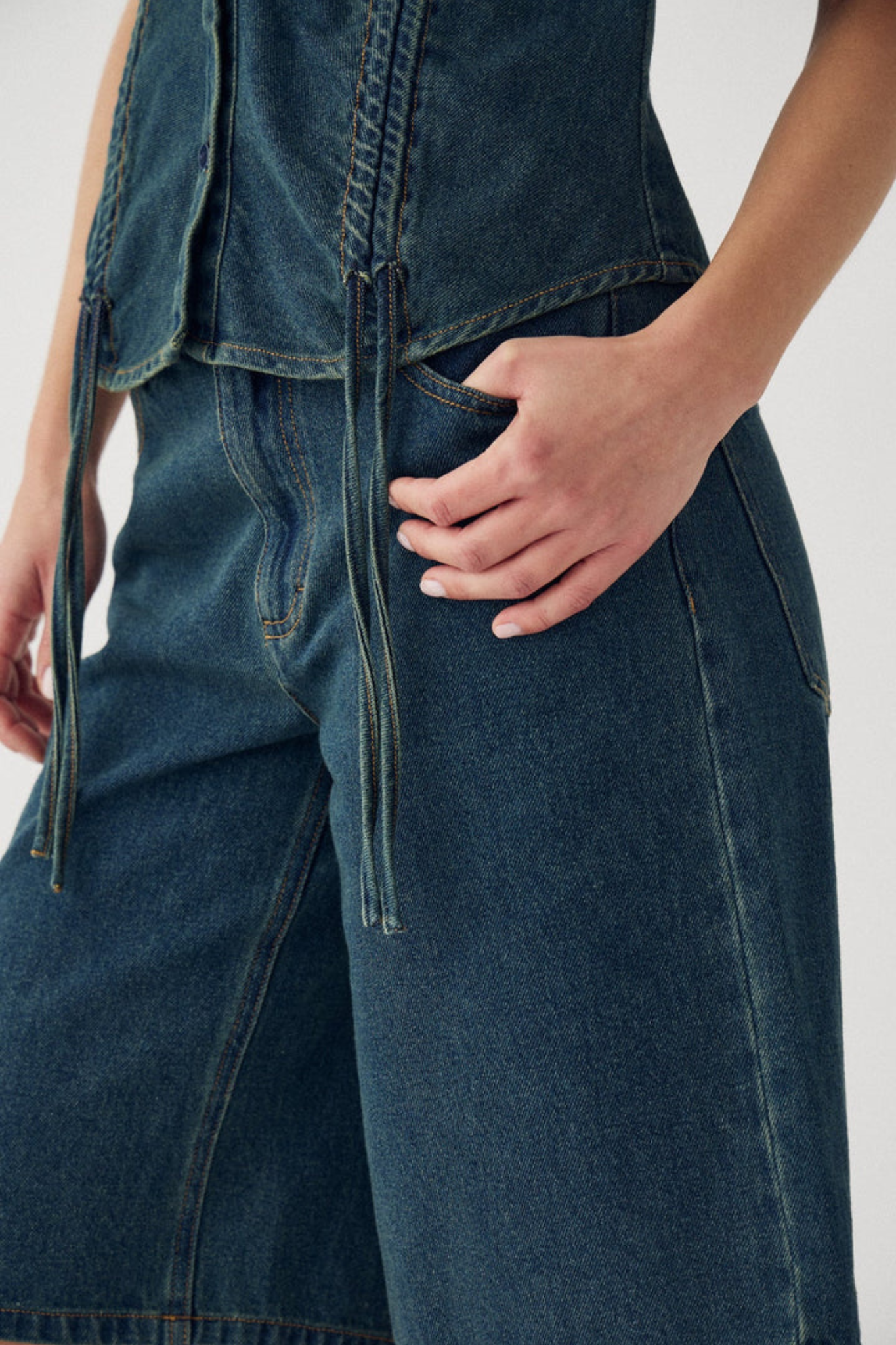 KATY MW JORTS SHORTS - VINTAGE BLUE WASH
