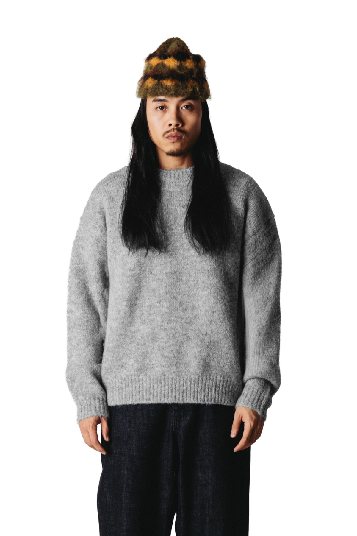 KURT MOHAIRY CREWNECK - DARK GREY MELANGE