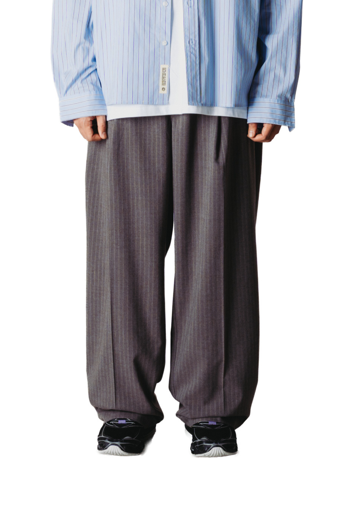 BIN HB STRIPE PANTS  - DARK GREY