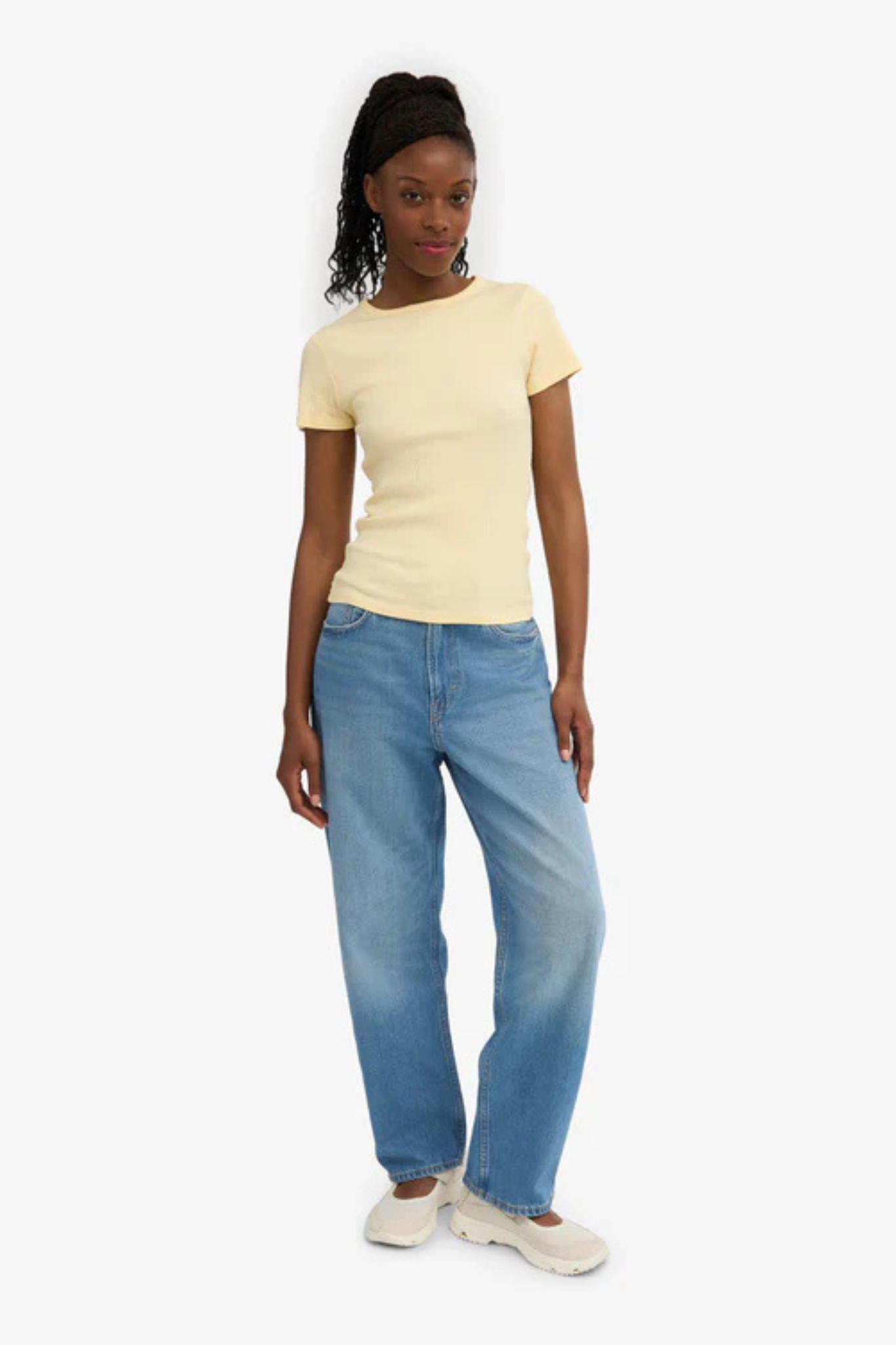 ORGANIC RIB SS T-SHIRT - SOFT YELLOW