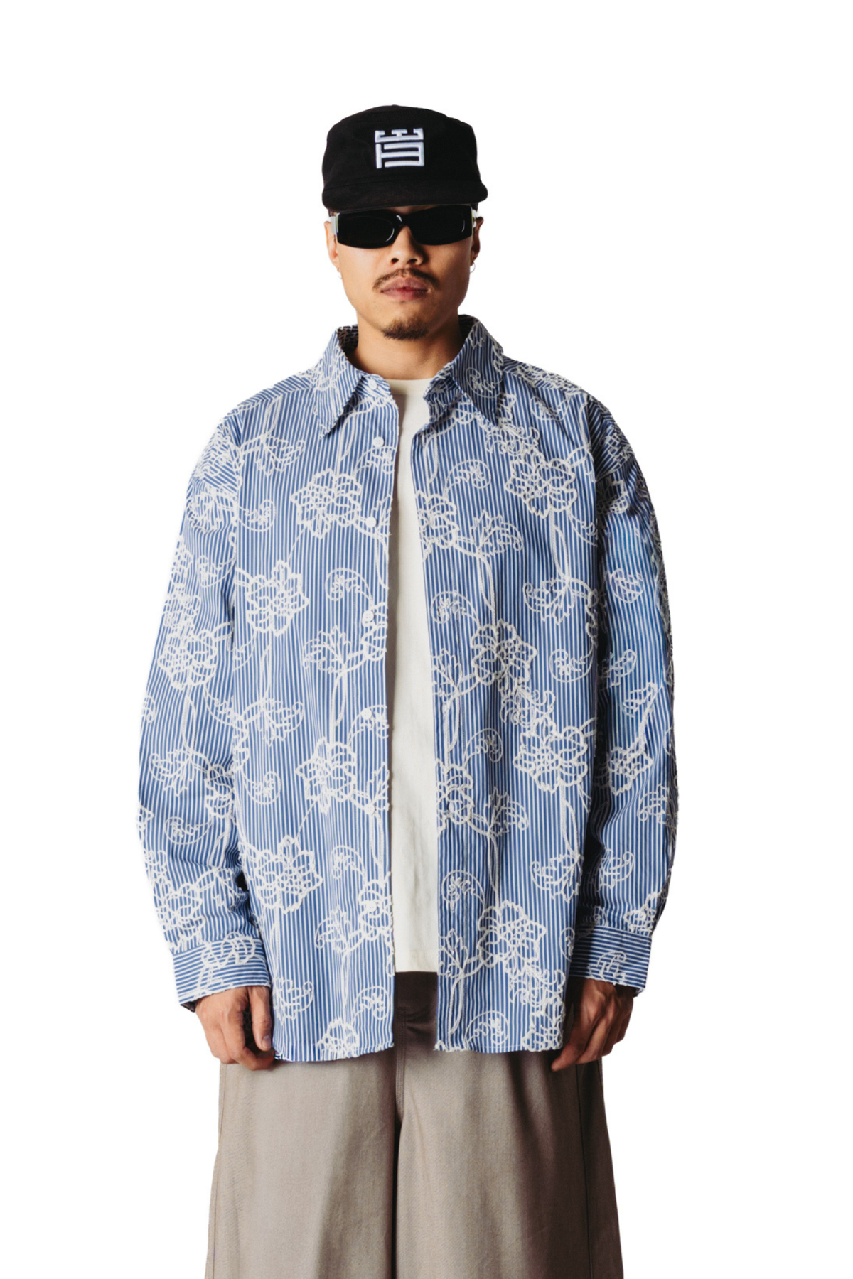 BROOKS EMB SHIRT - BLUE/WHITE