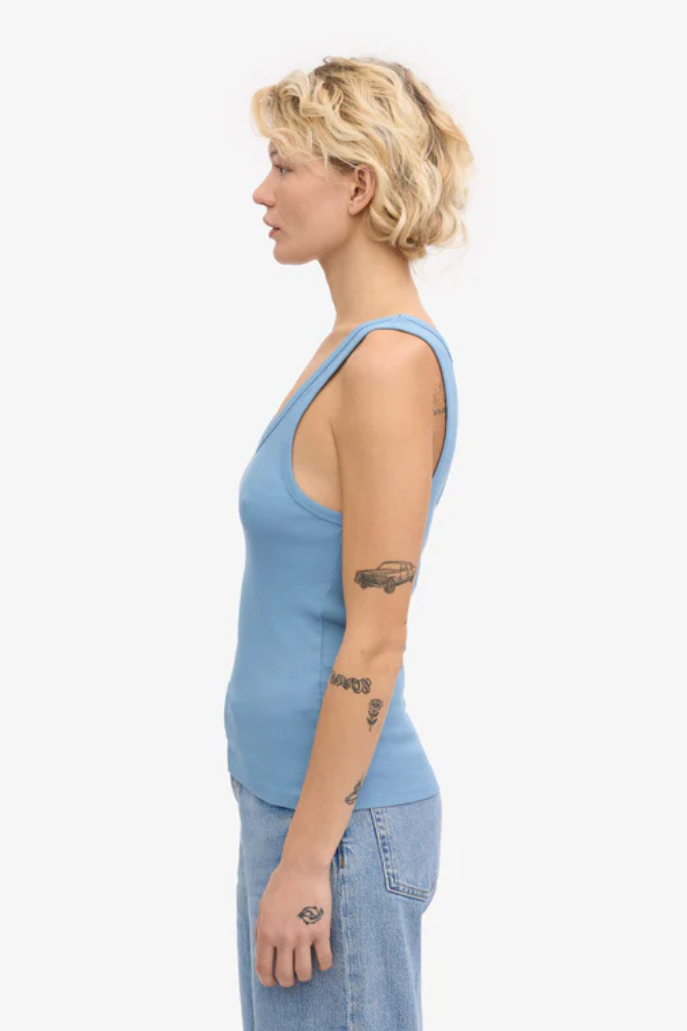 ORGANIC RIB TANK TOP WOMEN - SEASIDE BLUE