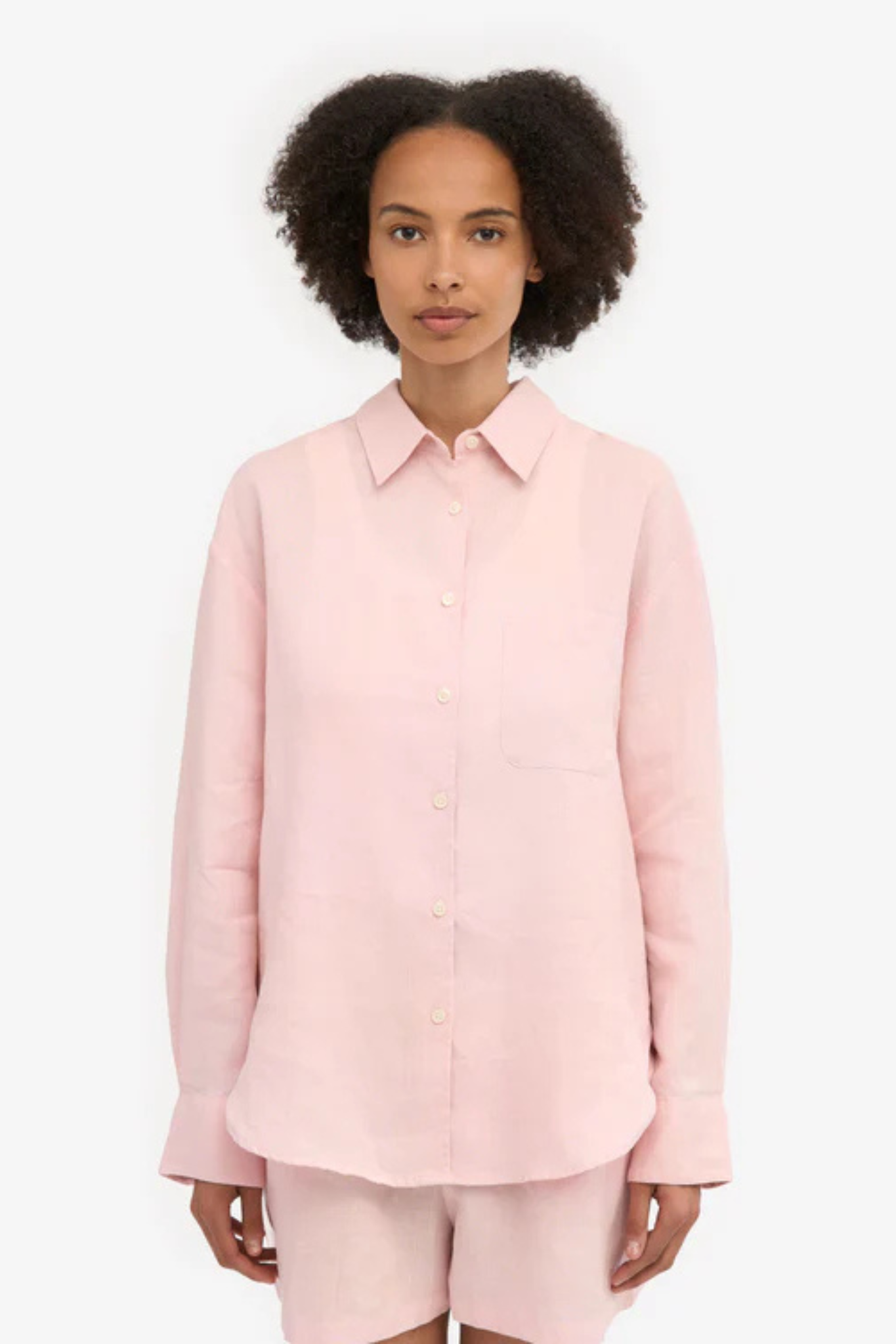 LINEN OVERSIZED SHIRT - FADED PINK