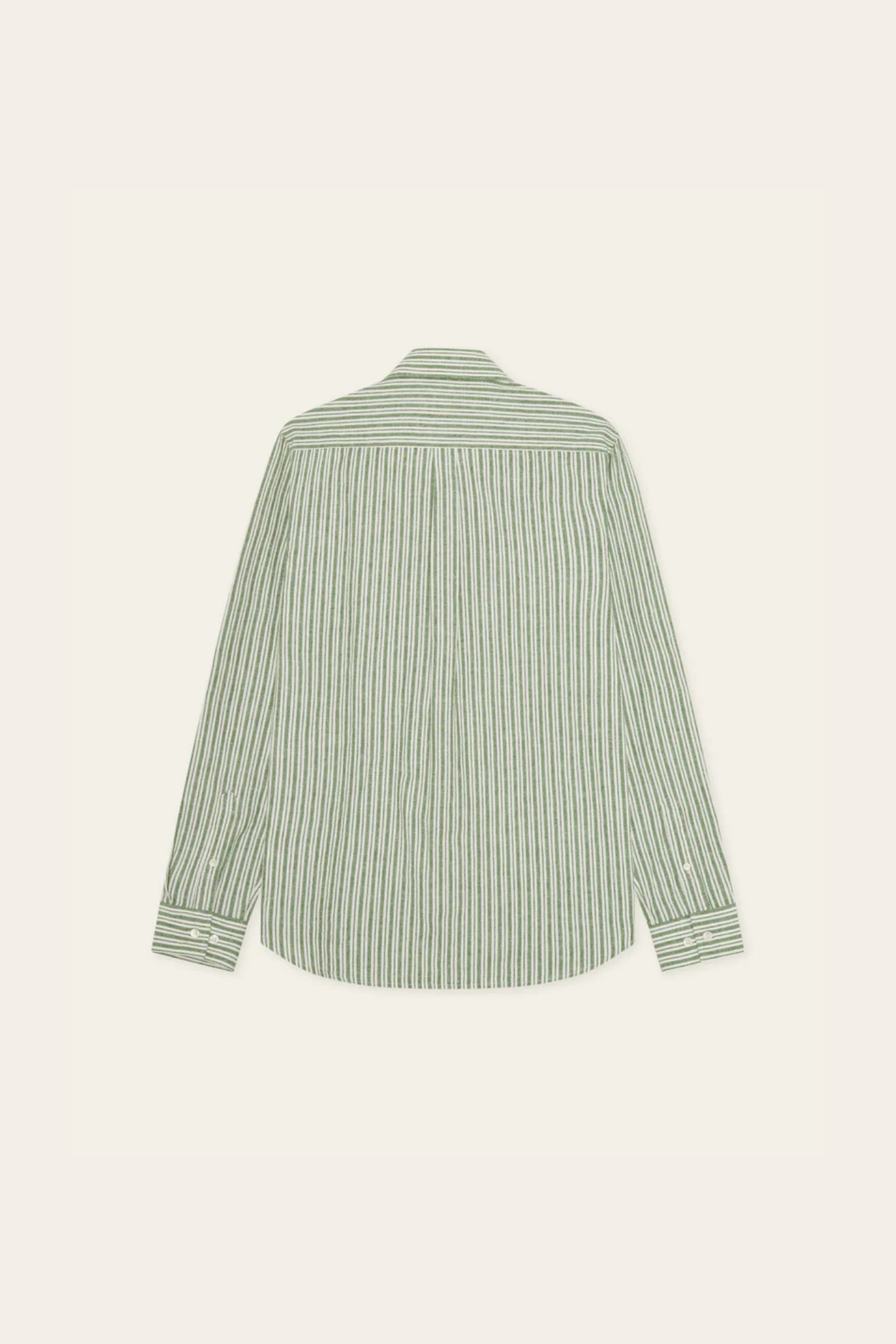 STRIPE COTTON-LINEN SHIRT - ARTICHOKE GREEN