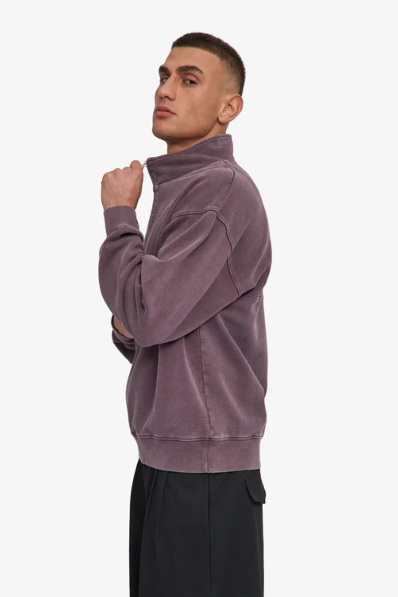 ORGANIC QUARTER ZIP - FADED GRAPE