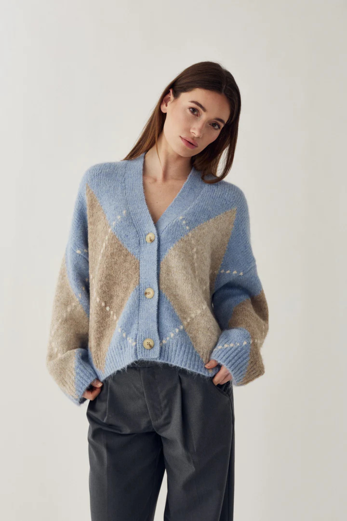 LAIANA KNIT CARDIGAN - SKY BLUE MIX