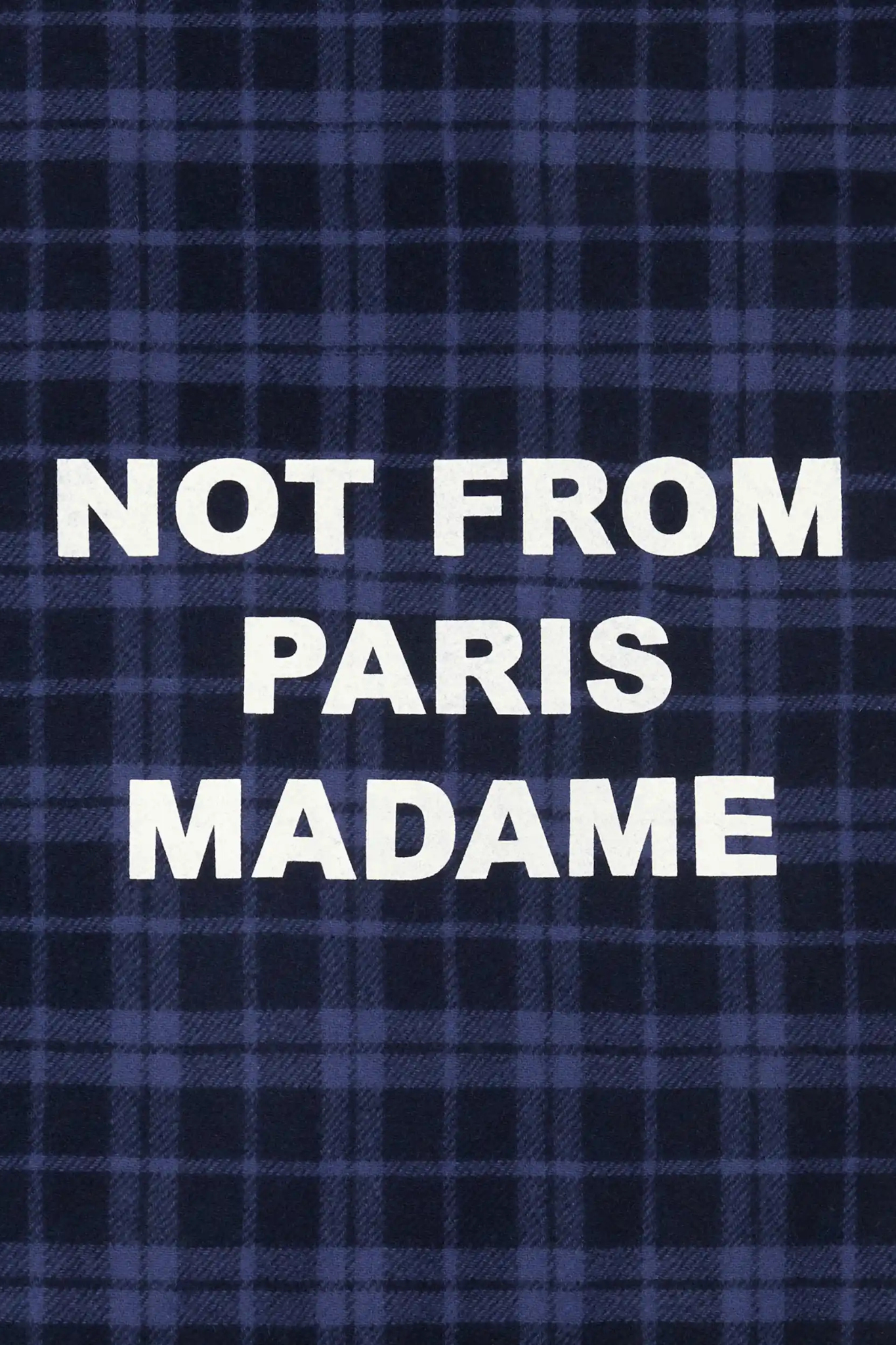 CHECK FLANNEL WITH SLOGAN JACKET  - NAVY