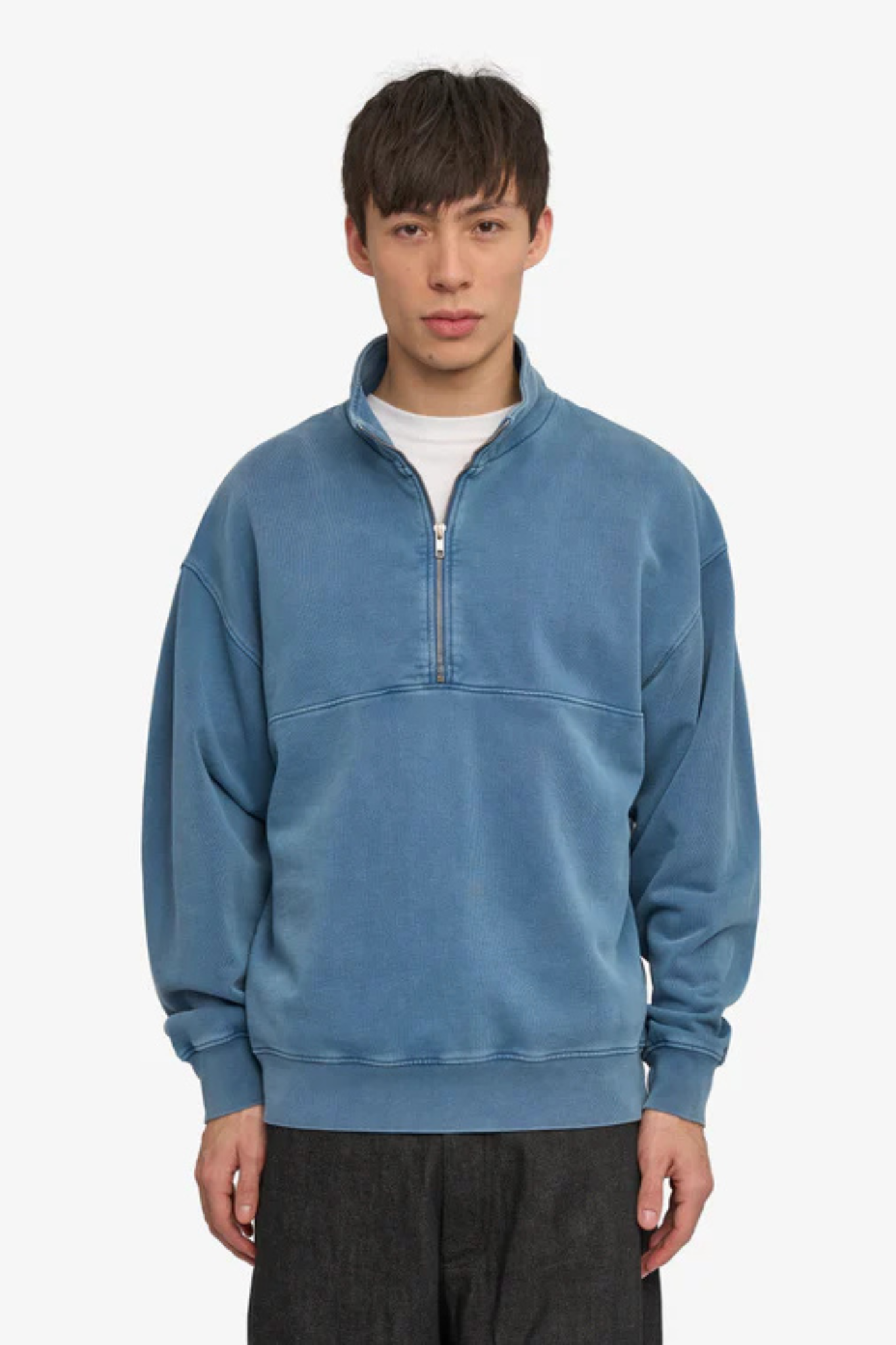ORGANIC QUARTER ZIP - FADED INDIGO