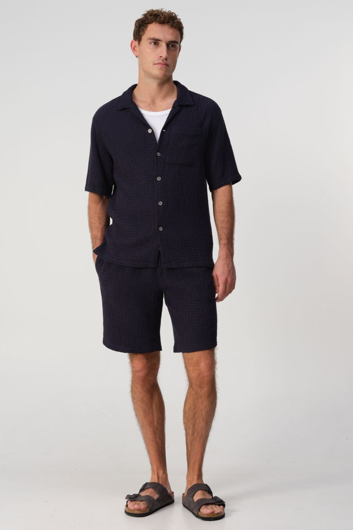 DUNCAN WAFFLE CASUAL SHIRT - SKY CAPTAIN