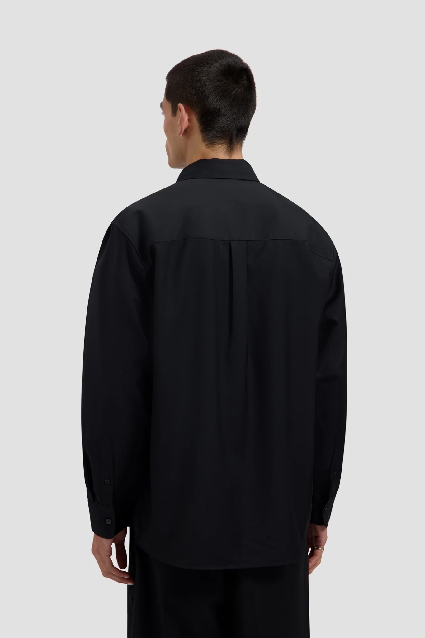 TROPICAL WOOL BLEND SHIRT - BLACK