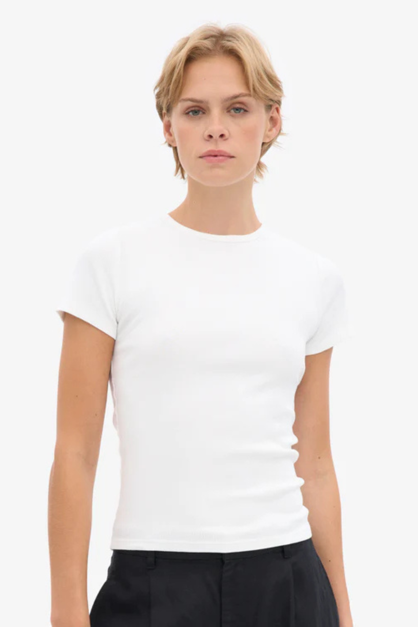 ORGANIC RIB SS T-SHIRT - OPTICAL WHITE