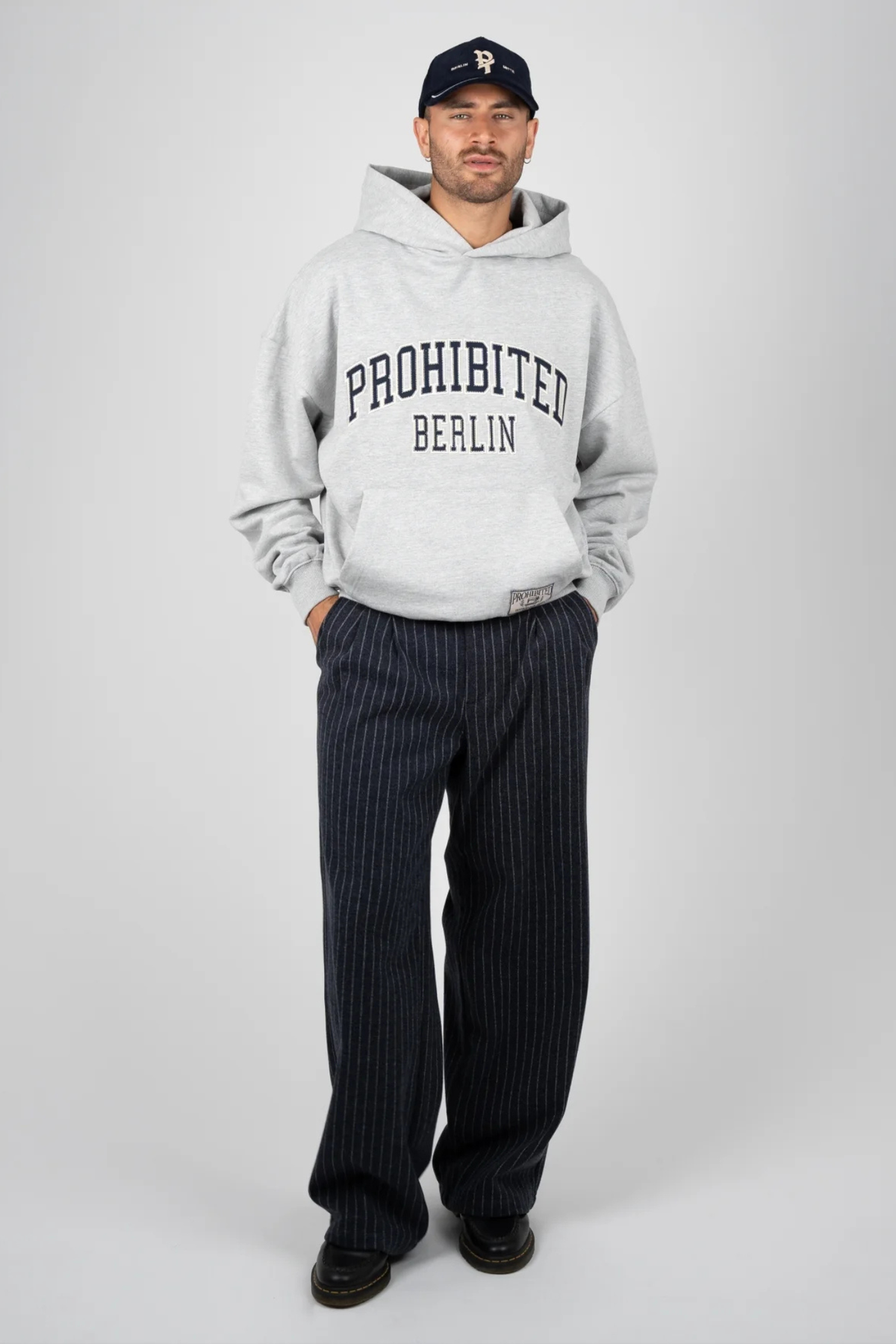 REVIVAL PINSTRIPE PLEATED PANTS - BLUEISH GREY