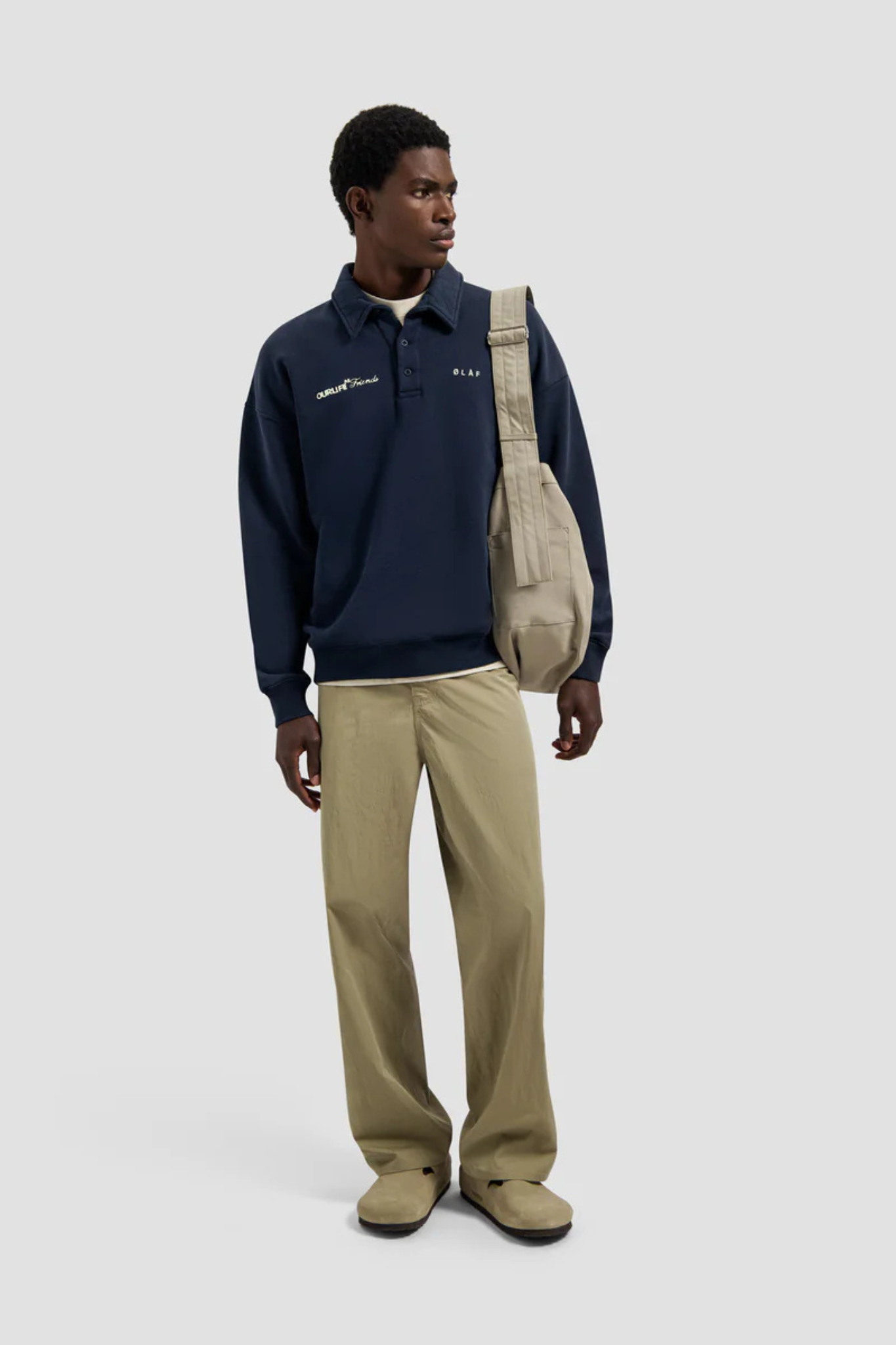 SCRIPT FRIENDS OVERSIZED POLO - NAVY