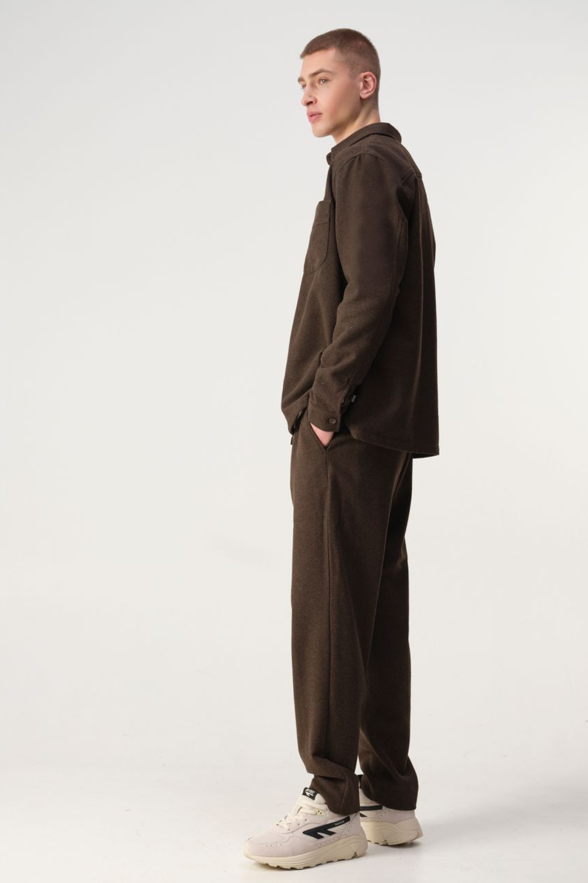 SCE WOOL OVERSHIRT - BROWN MELANGE