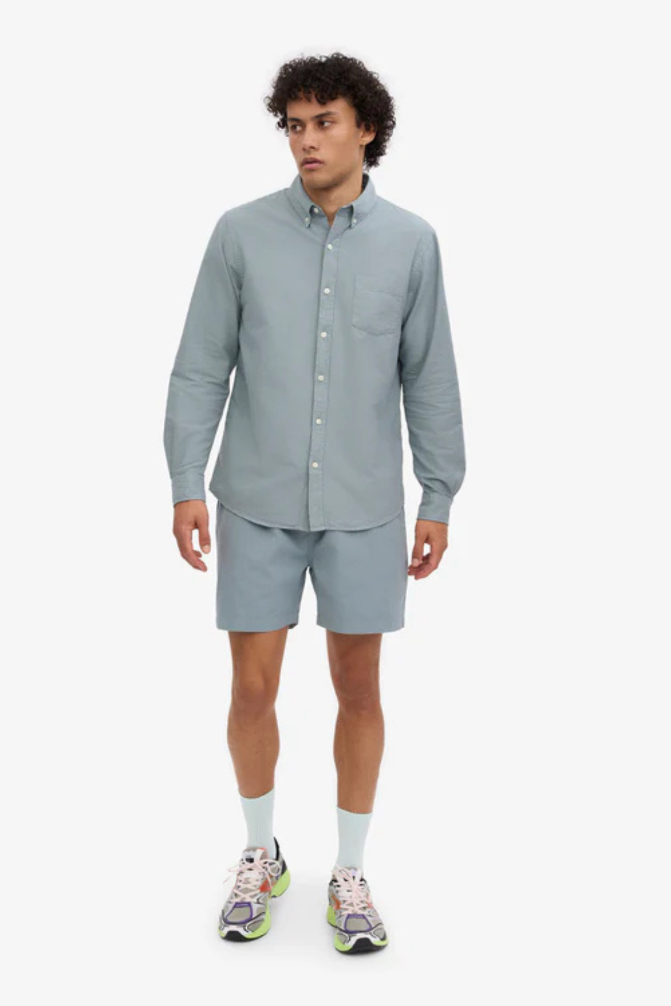 ORGANIC BUTTON DOWN SHIRT - STEEL BLUE