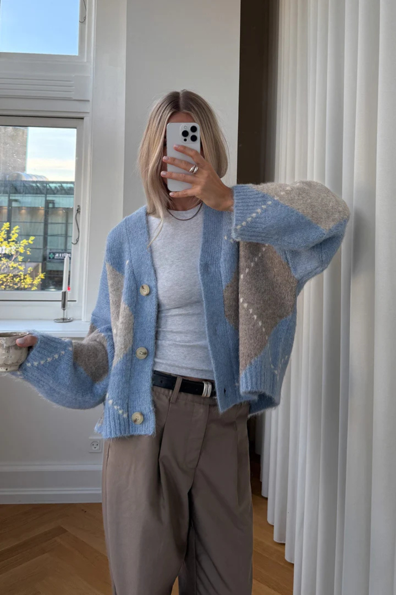 LAIANA KNIT CARDIGAN - SKY BLUE MIX