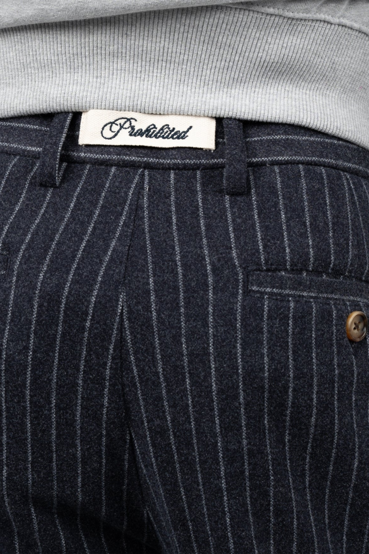 REVIVAL PINSTRIPE PLEATED PANTS - BLUEISH GREY