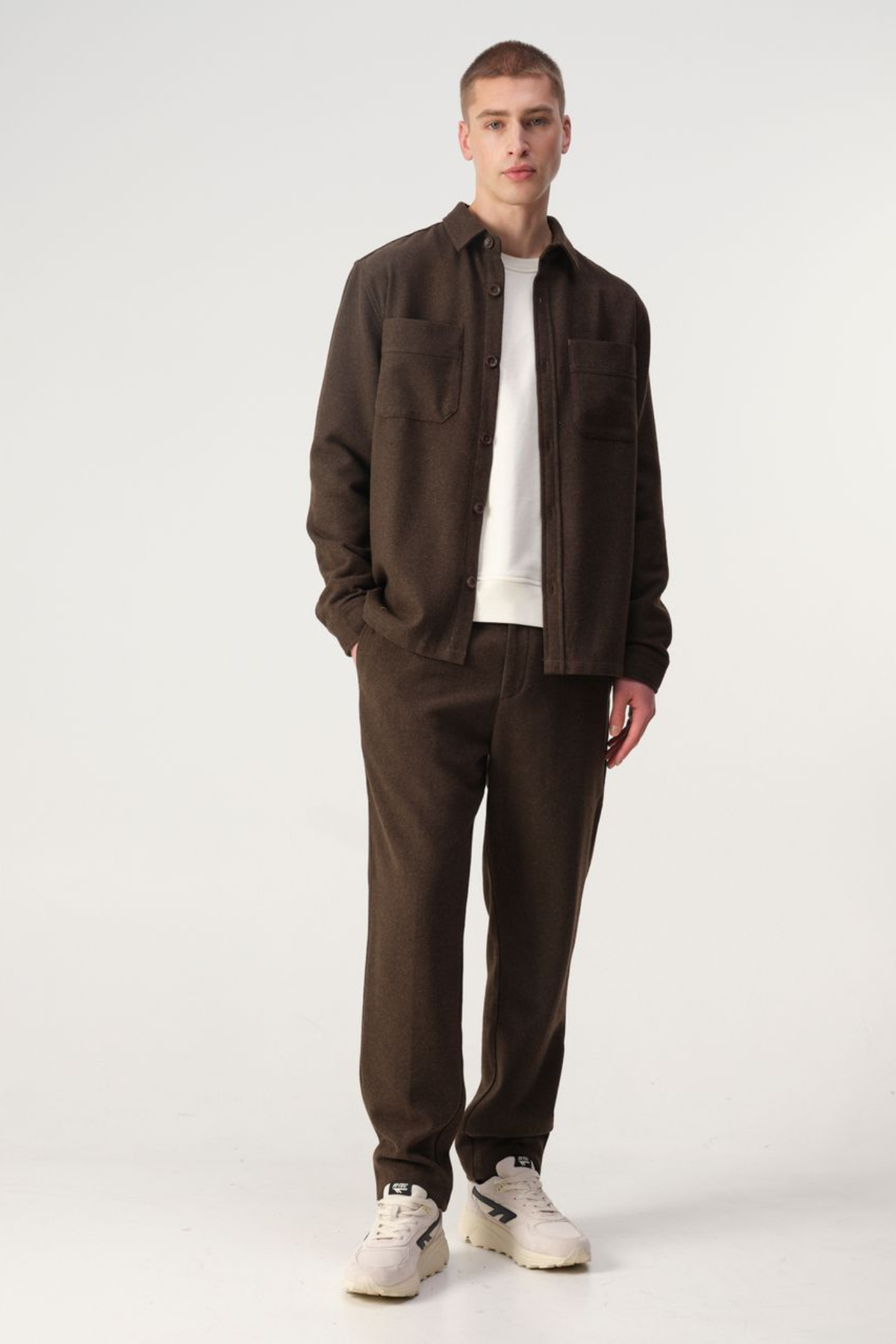 SCE WOOL OVERSHIRT - BROWN MELANGE