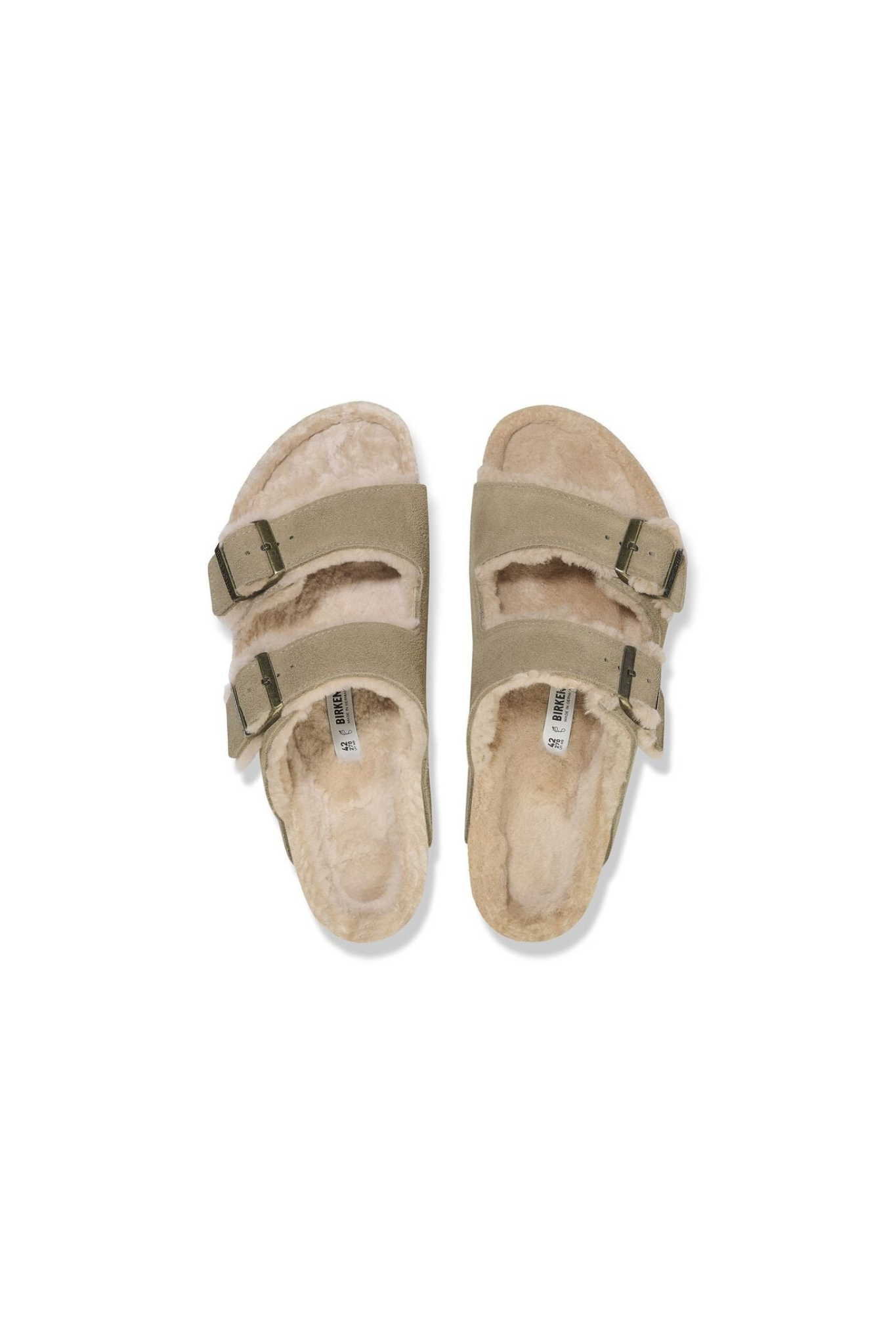 ARIZONA SHEARLING SANDALS - TAUPE