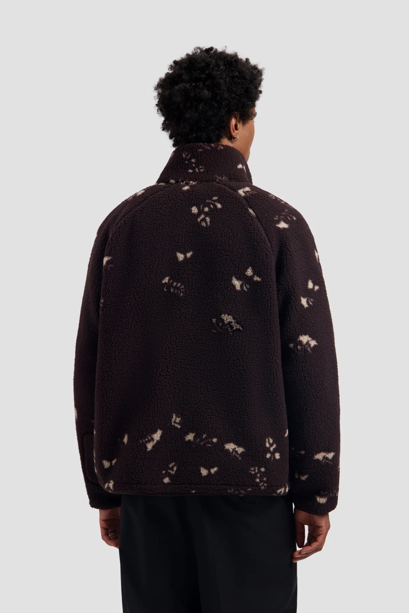 FLOWER AOP FLEECE JACKET - CHOCOLATE PLUM