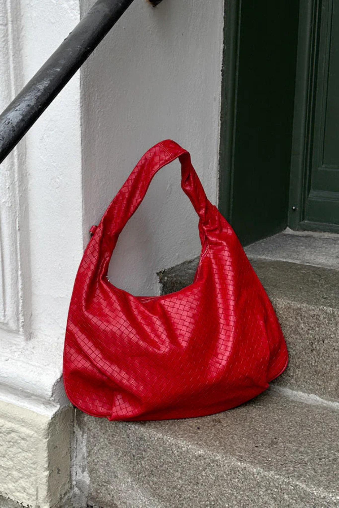 PEONY HOBO BAG - DARK RED