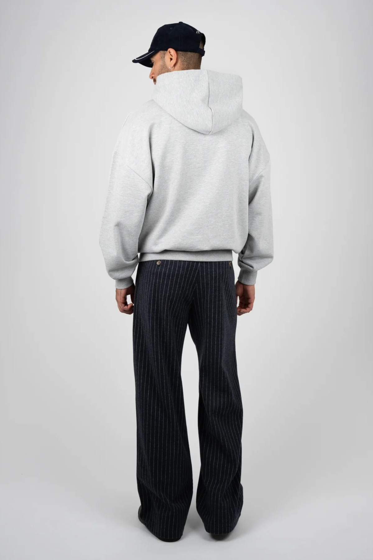 REVIVAL PINSTRIPE PLEATED PANTS - BLUEISH GREY