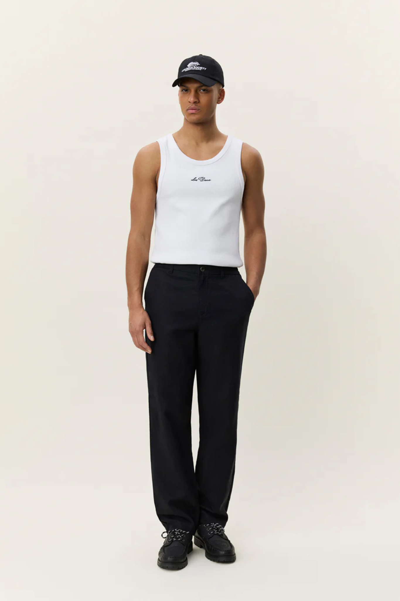 LINEN COMFORT SUIT PANTS - TAP SHOE BLACK