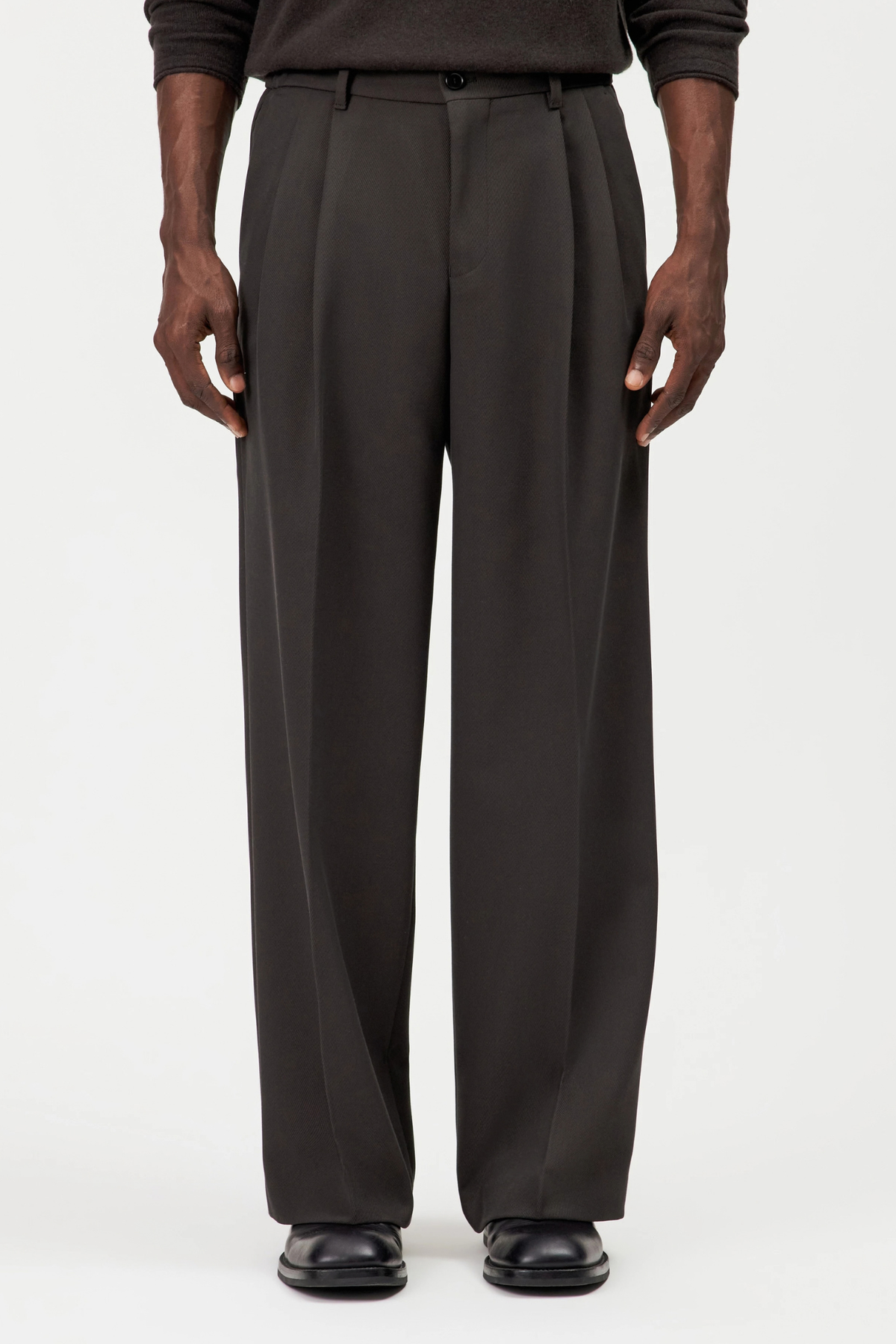 LEEK WIDE TROUSERS - BROWN