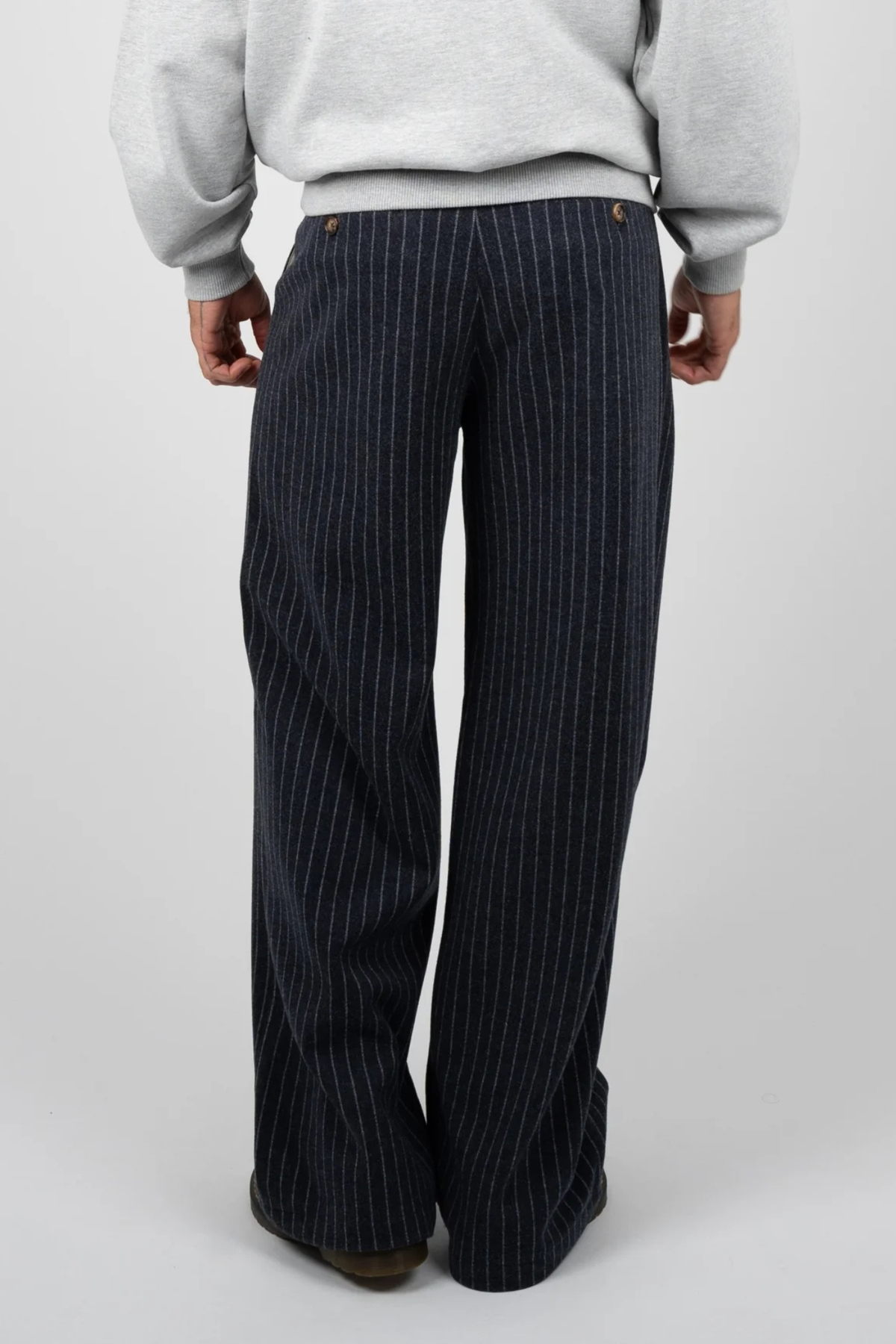 REVIVAL PINSTRIPE PLEATED PANTS - BLUEISH GREY