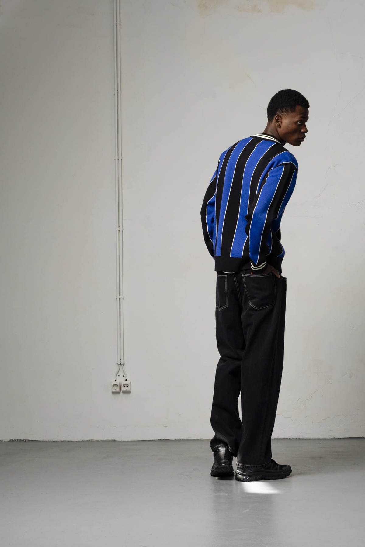 KNITTED CYCLING POLO - BLUE/BLACK