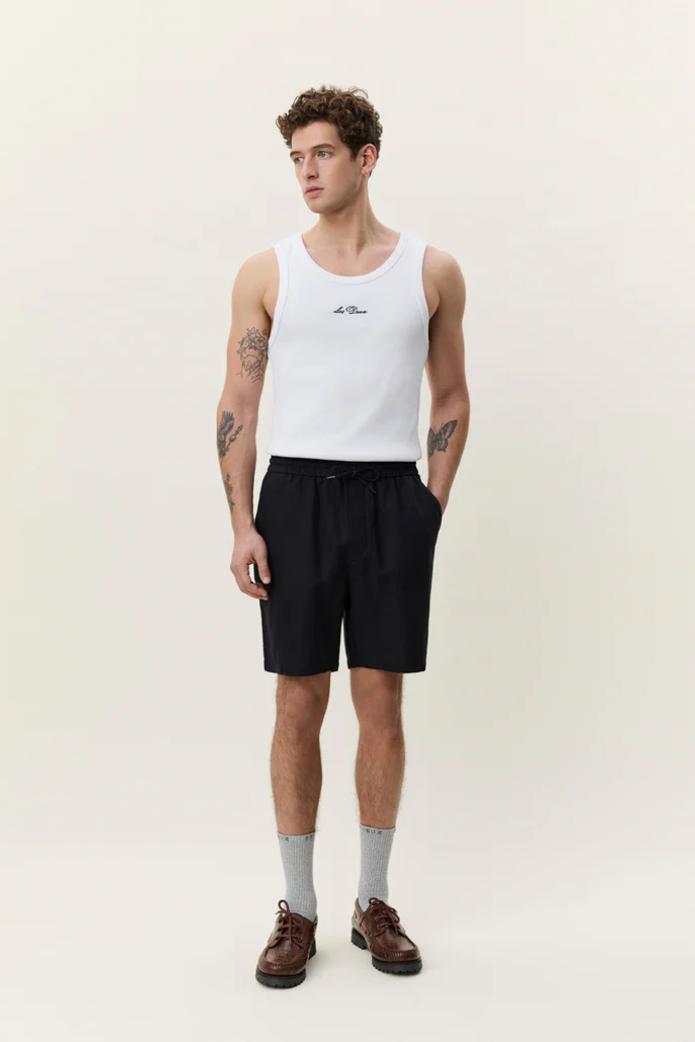 DRAWSTRING LININ SHORTS - TAP SHOE BLACK