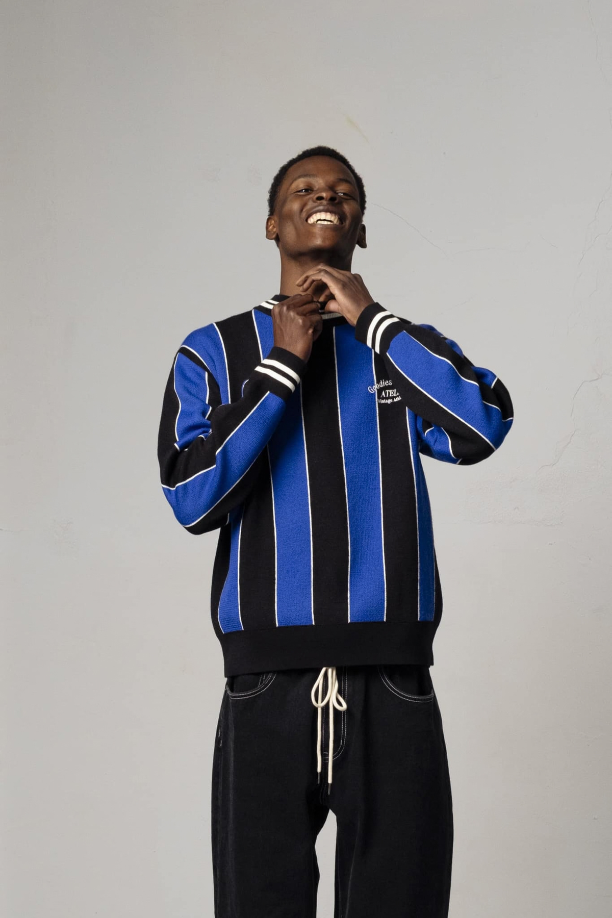 KNITTED CYCLING POLO - BLUE/BLACK