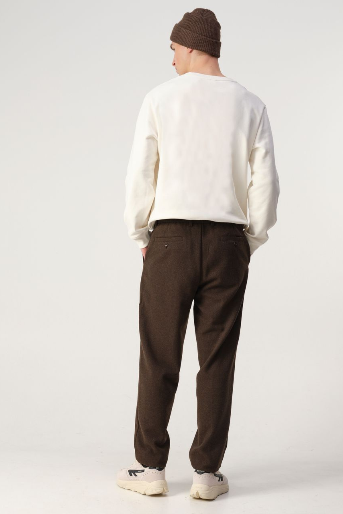 DAVE WOOL TROUSERS - BROWN MELANGE